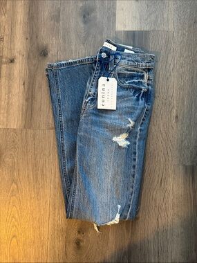 eunina Distressed Medium Blue Dad Jeans